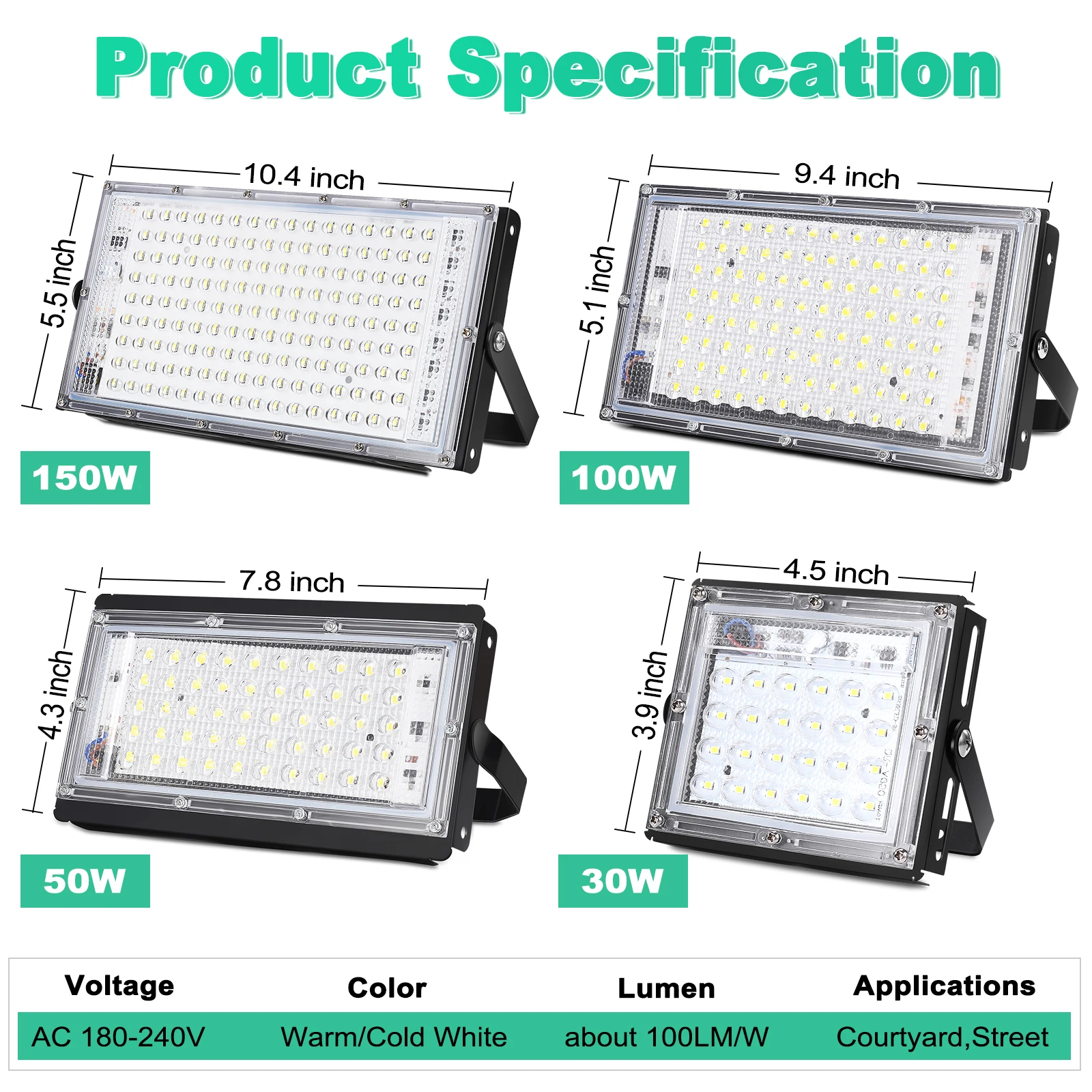 Flood Light 50w 100w 150w Foco Led Exterior Lighting Outdoor Led Projector Reflector Lamp 220v Spotlight Waterproof Street Lamp led flood light