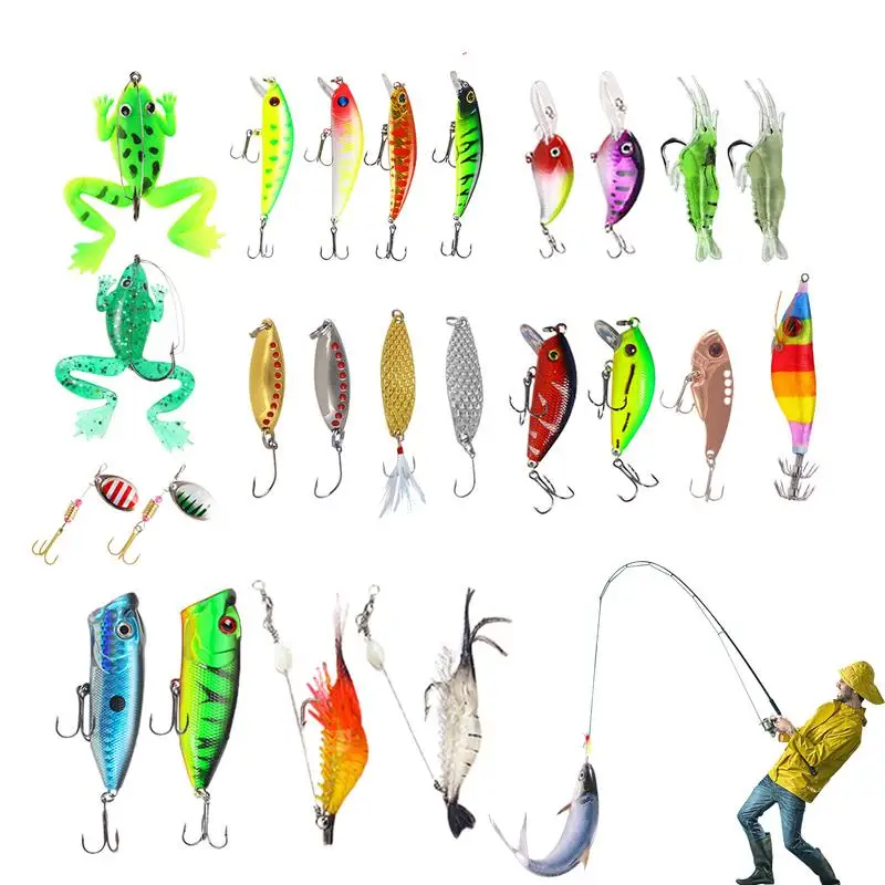 

Fishing Tackle Box Advent Calendar With 3D Eyes Durable And Sturdy 24 Multi-purpose Lures Fishing Lure Calendar Box Set