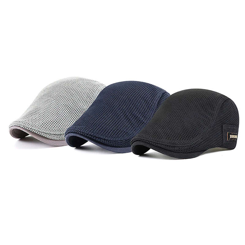 Mesh Breathable Beret Thin Section Sunscreen Sun Hat Cabbie Flat Cap Breathable Mesh Newsboy Beret Ivy Cap 4