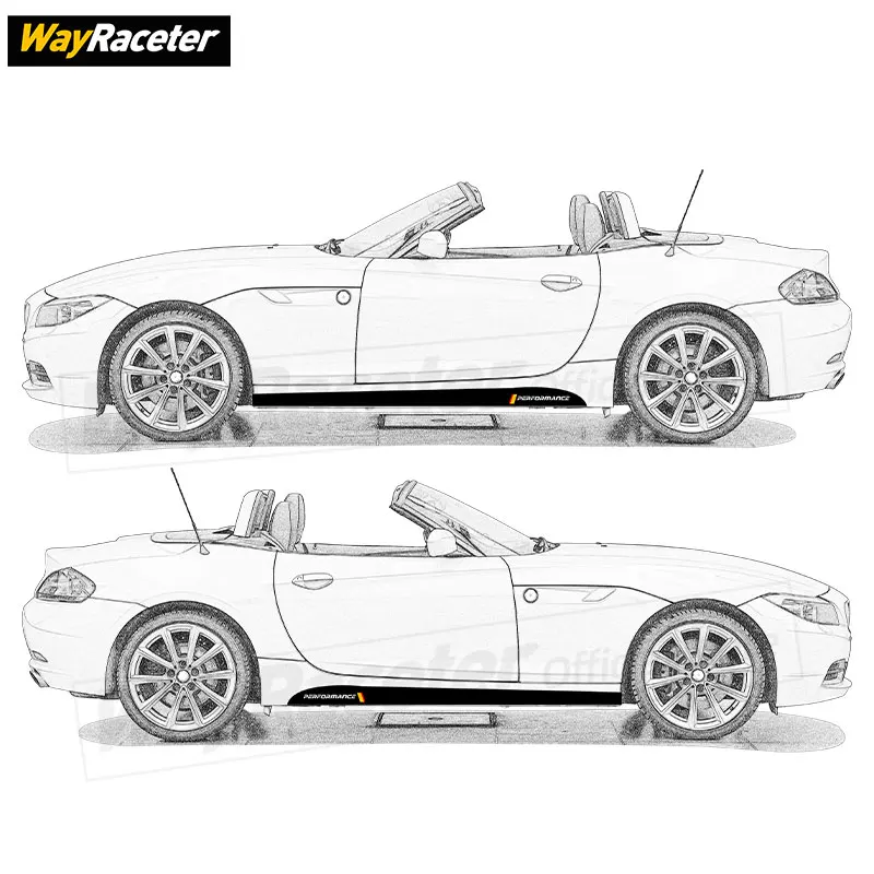 2 Pcs M Leistung Styling Auto Tür Seite Rock Streifen Aufkleber Vinyl  Körper Aufkleber Für BMW Z4 E85 E86 E89 g29 Zubehör