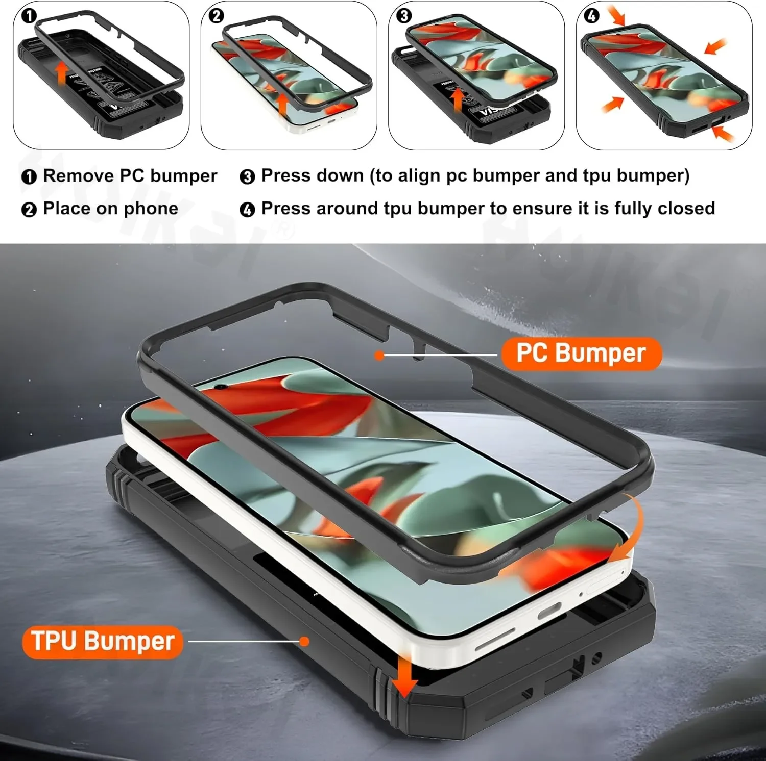 Rugged Military-Grade Shockproof Phone Case with Kickstand and Slide Camera Cover