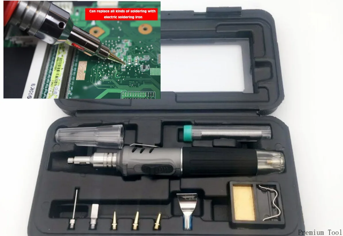 

10-in-1 Gas Soldering Iron Self-ignition Welding Torch Pen Kit Multifunctional Butane Tip Blow Burner Welding Repair Tools