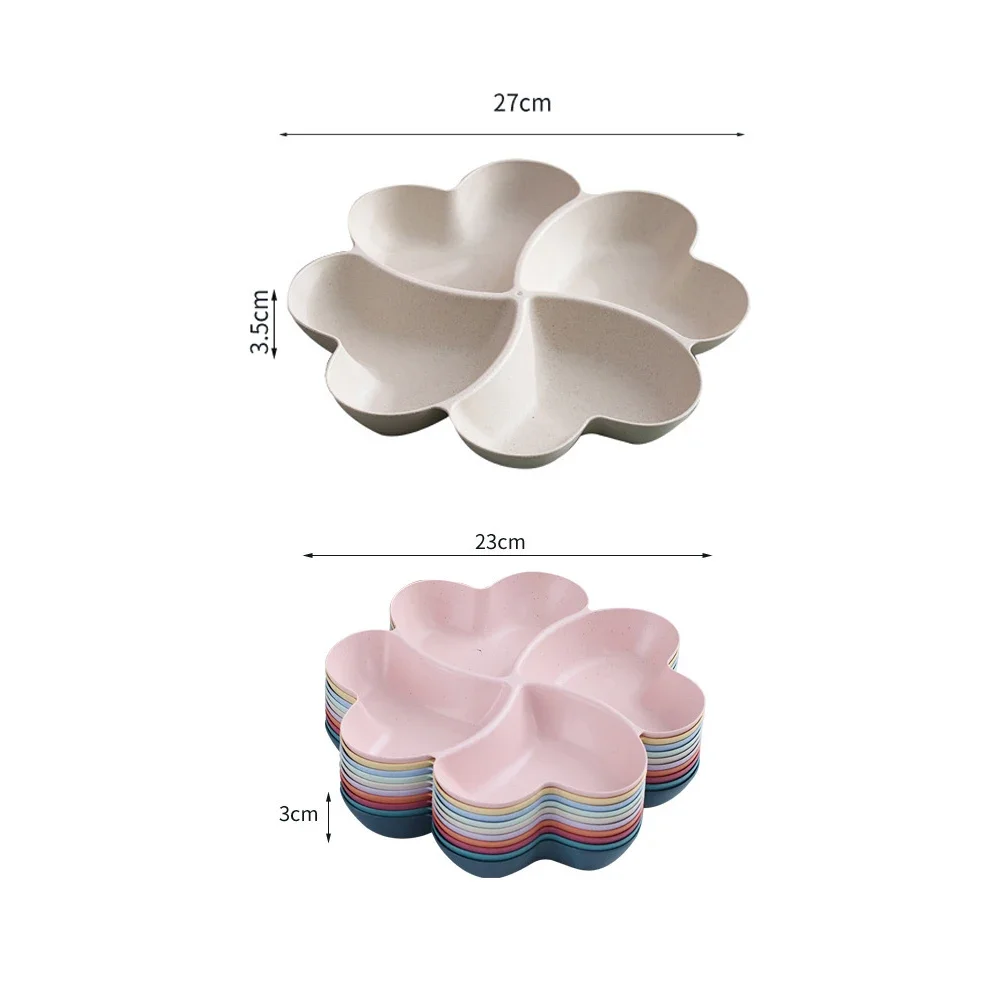 4-grid Fruit Plate Tray Heart Shaped Creative Plates Storage Box Dried Fruit Snack Plates Divided Candy Dessert Plate Container