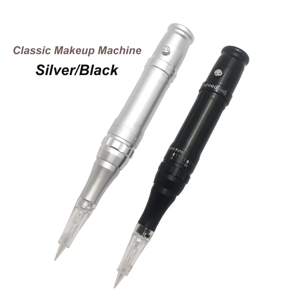 

Black/ Silver Eyebrow Tattoo Lips Machine Set Permanent Makeup Beauty Tools & Screw Cartridge Needles Accessories