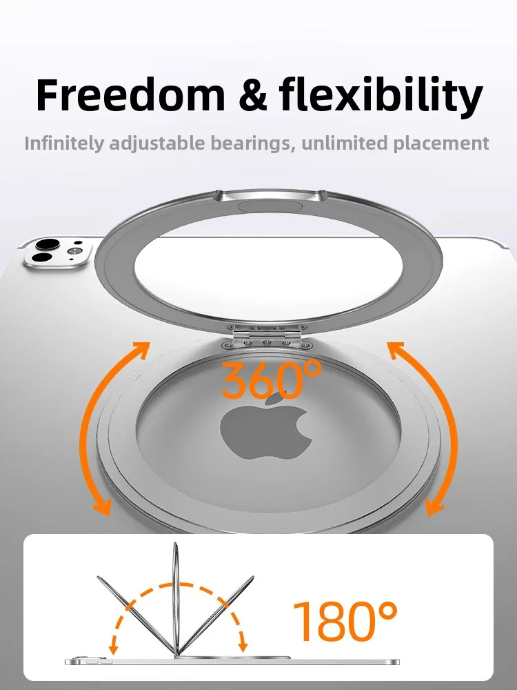 Aluminum Alloy Magnetic Tablet Holder with 360° Rotation and Strong Adhesive Anti-Fall Grip