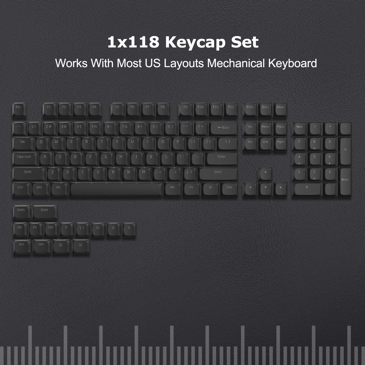 Chave de Baixo Perfil Preto Pbt Keycap Horizonte Backlit Keycap para Cherry Gateron mx Teclado Mecânico com Trabalho Eua e Reino Unido Layout 118