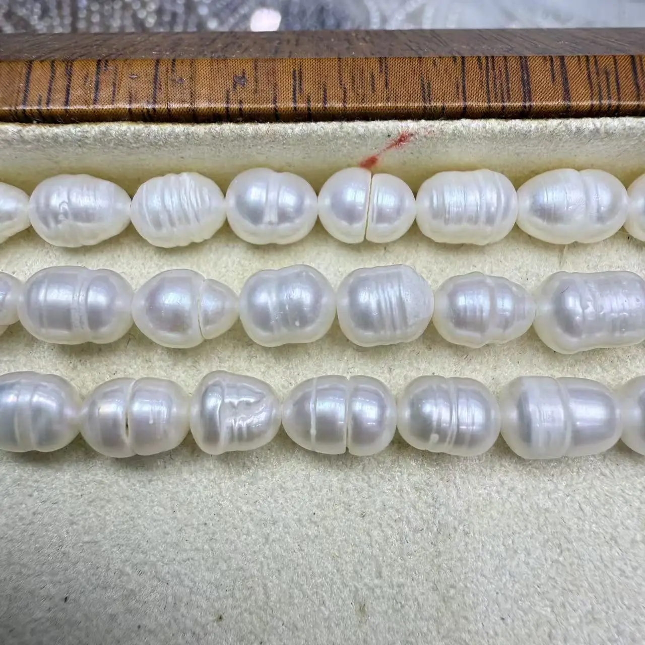 6-7mm 천연 담수 진주 쌀 모양 루즈 스페이서 비즈 DIY 목걸이 팔찌 보석 제작 용품 액세서리 33cm