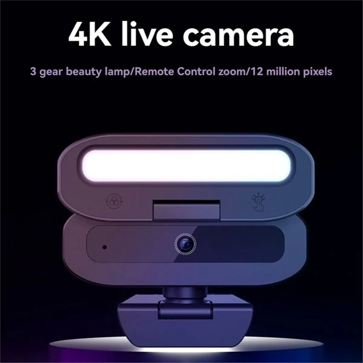 DT60 4K 60FPS 라이브 웹캠 USB 자동 초점 카메라 PC 회전식 마이크 필 라이트 스트리밍 카메라 (PC 노트북용)