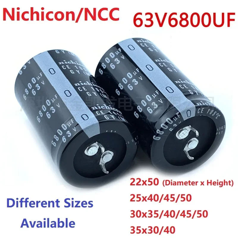 2Pcs/Lot Japan Nichicon/NCC 6800uF 63V 63V6800uF 22x50 25x40/45/50 30x35/40/45/50 35x30/40 Snap-in PSU Amplifier Capacitor electrolytic capacitor aluminum capacitor aluminum electrolytic capacitor