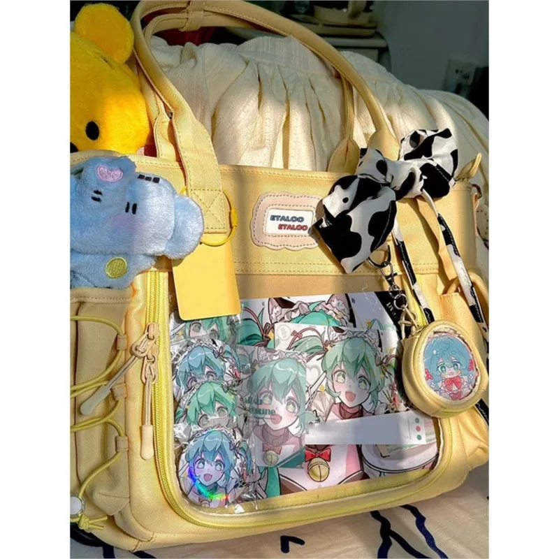 JIAERDI Harajuku Yellow Handbag Tote Bag Women Transparent Casual Crossbody Bags Itabag Ladies Canvas Messenger Bag 2025 New