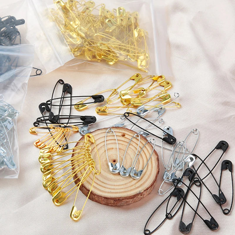 새로운 도착 100Pcs 안전 핀 DIY 바느질 도구 액세서리 실버 금속 바늘 대형 안전 핀 작은 브로치 의류 액세서리