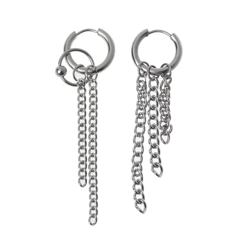 

Trendy for Titanium Steel Chain Dangle Hoop Earring Fashion Kpop Korean Drop Ear