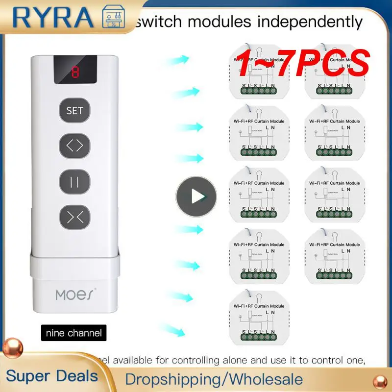 

1~7PCS Tuya Smart Life WiFi RF433 Blind Switch with Remote for Electric Roller Shutter Sunscreen Home Alexa Smart