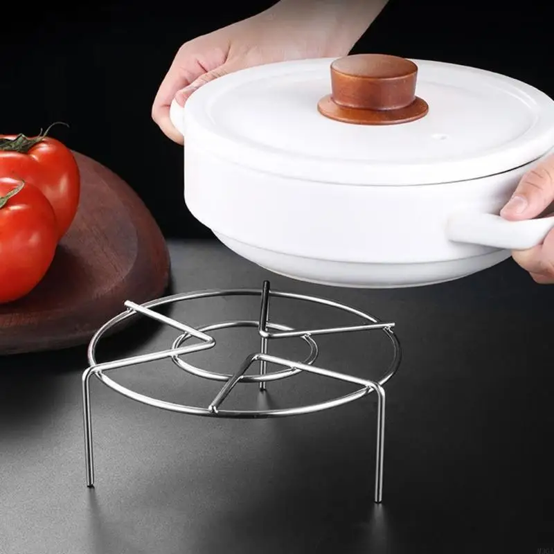 M3GA Stainless Steel Round Pot Rack Dumplings Steaming Tray Tableware Stand for Kitchen Cooking Accessories