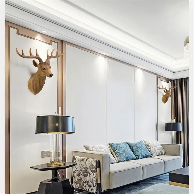 [HHT] American Country Lucky Deer Head Wall Hanging Decoration Pendant Living Room Restaurant Entrance Hallway Aisle Background 4
