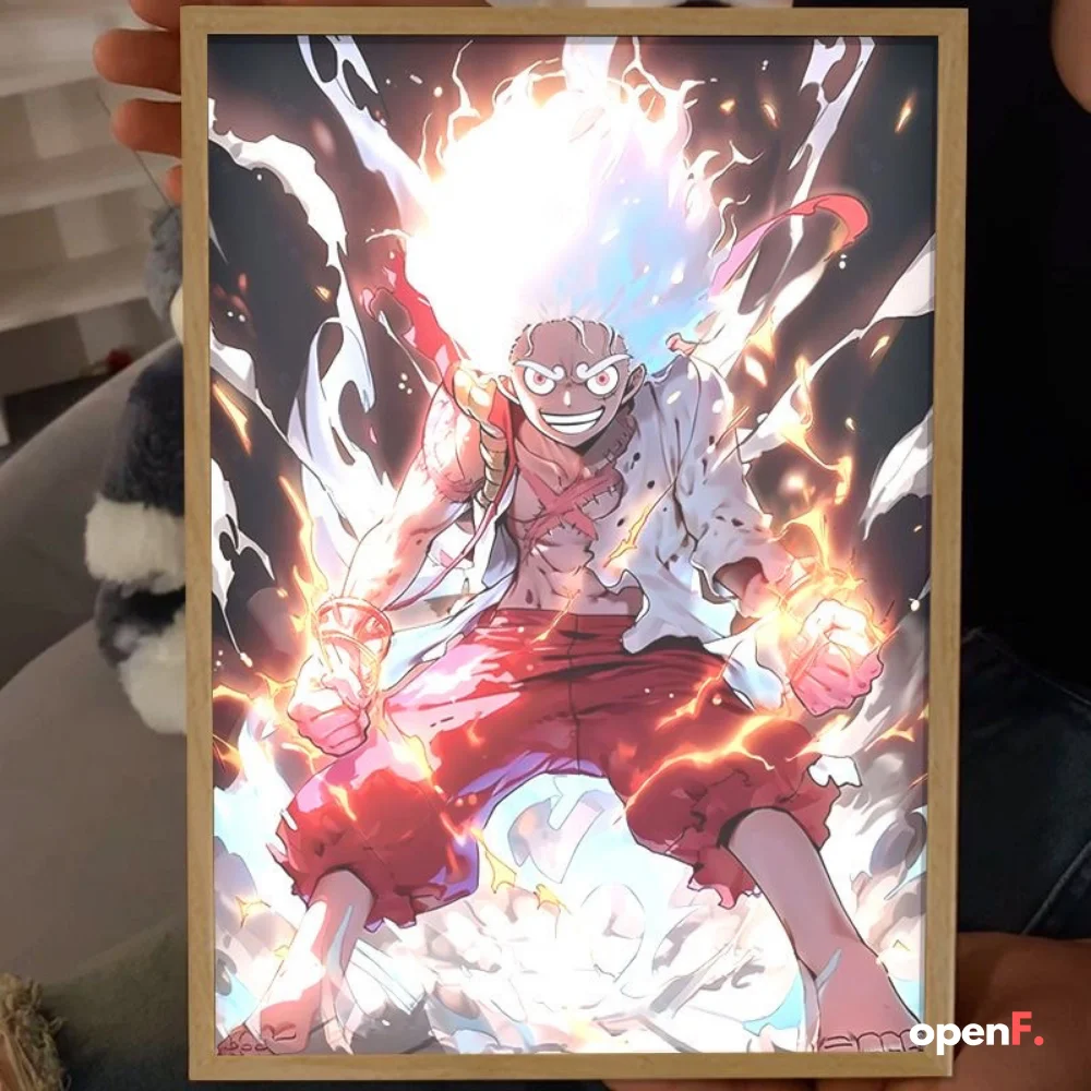 

One Piece Anime figures Luffy Light Painting,super cool 3 colors Dimming room decorations for men,USB Plug neon Nightlight Gift