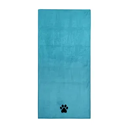 Plush Microfiber Embroidered Pet Towel - Ultra Soft & Absorbent Blanket - 35x75cm (Lake Green)