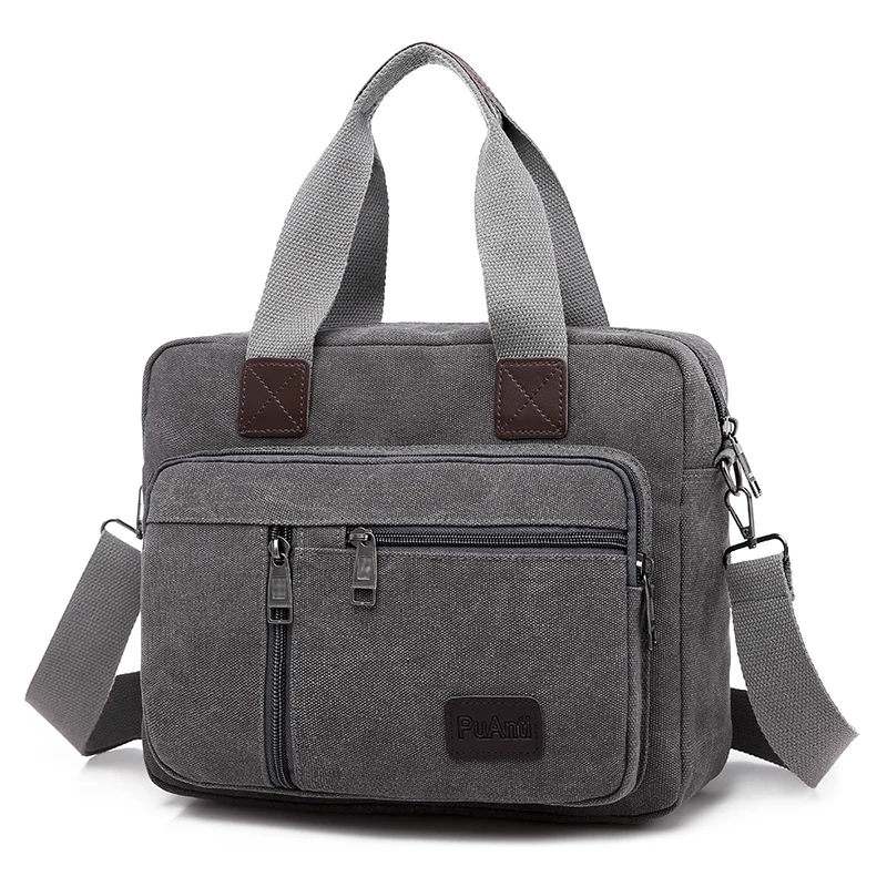 Men's crossbody bag, 15.6-inch laptop handbag, vintage canvas briefcase, shoulder bag