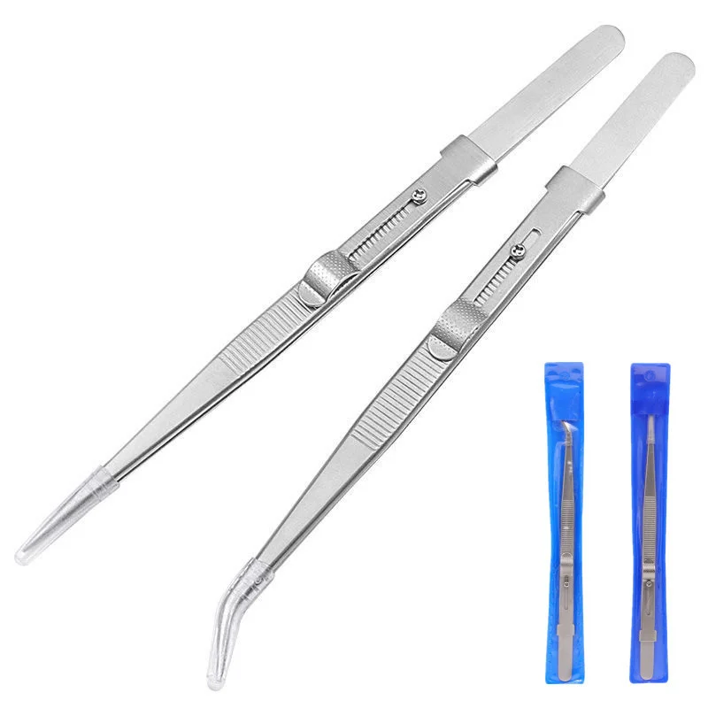 Stainless Steel Tweezers Adjustable Slide lock Antistatic Tweezers Jewelry Making Tool For Electronic Component Repair Tools