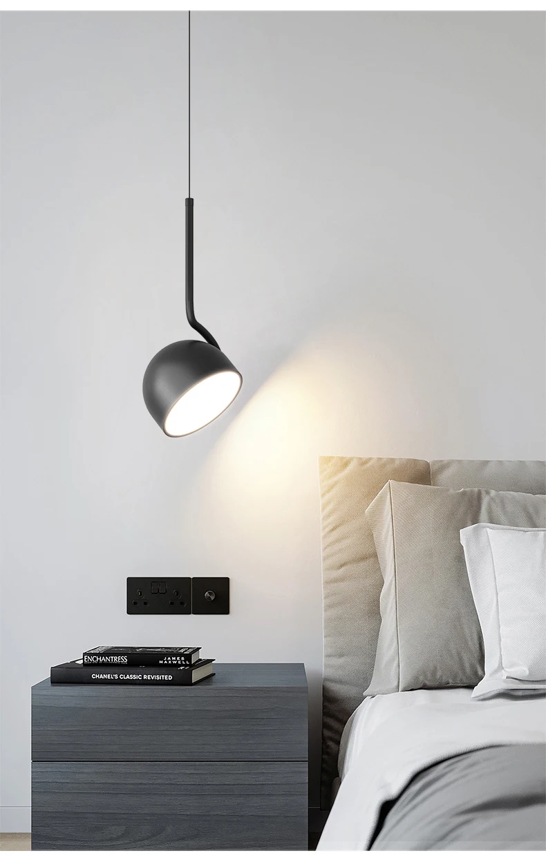 Description Picture 6 of itemDimming Simple Black White New LED Modern Pendant Lights Living Study Dining Room Bedroom Bedside Bar Loft Lamps Indoor Lighting
