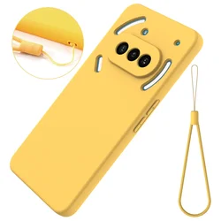 Luxury Liquid Silicone Shockproof Matte Phone Case with Soft Bumper and Lanyard Cover for Nothing Phone 3 (Yellow)