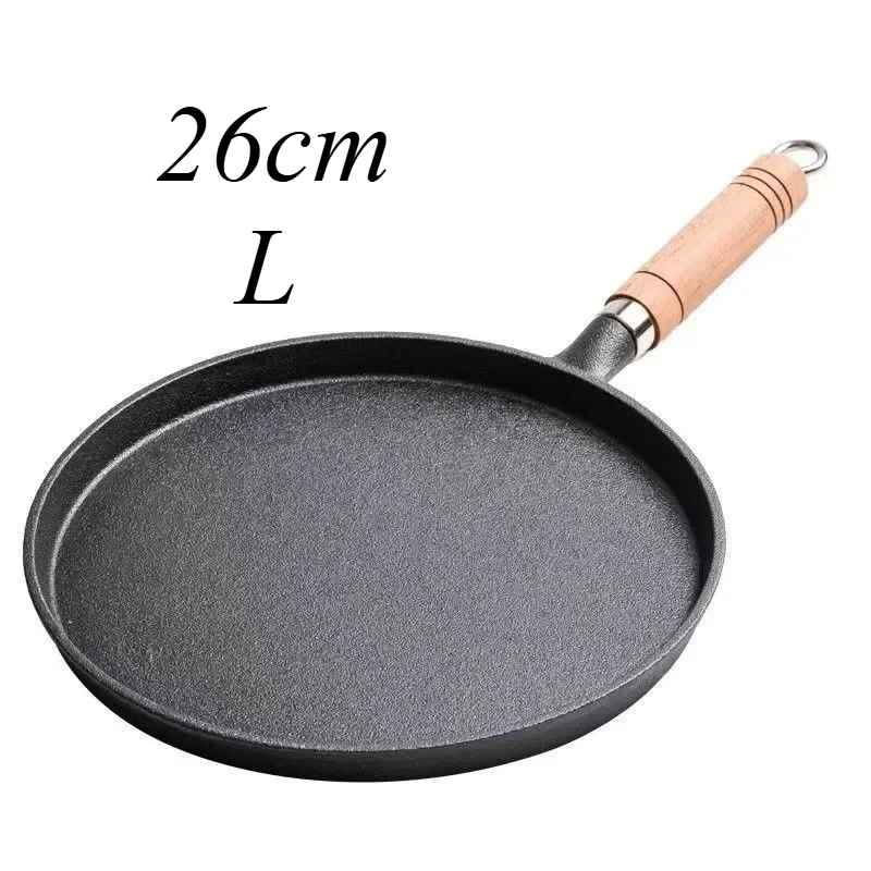 26cm Cast Iron Frying Pan Uncoated Non-stick Egg Pancake PanCrepe Maker Steak Frying Pot Gas Induction Cooker Kitchen Cookware 5
