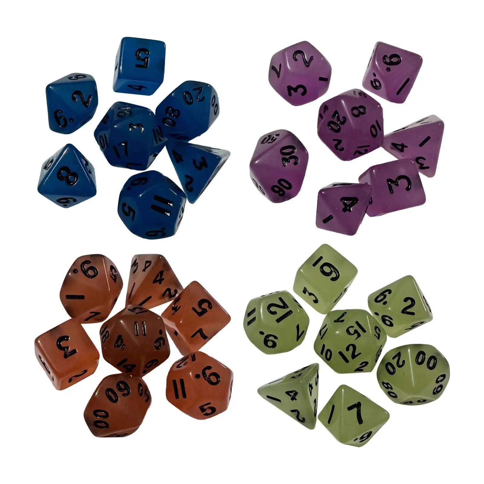 

7 Pieces Multi Sided Dices D4-d20 Party Supplies Acrylic Dices for Card Games Party Game Role Playing Game Board Game Card Game