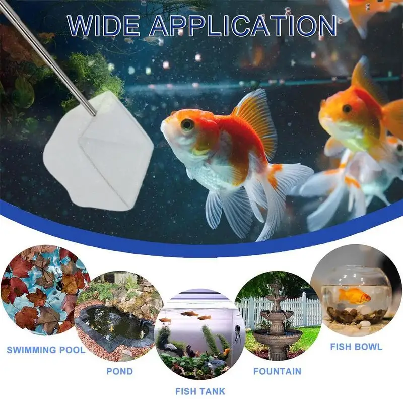 Retractable Fish Net Aquarium Cleaning 3D Stainless Steel Pocket Shrimp Catching Fish Tank Cleaning Net For Small Pond And Pool
