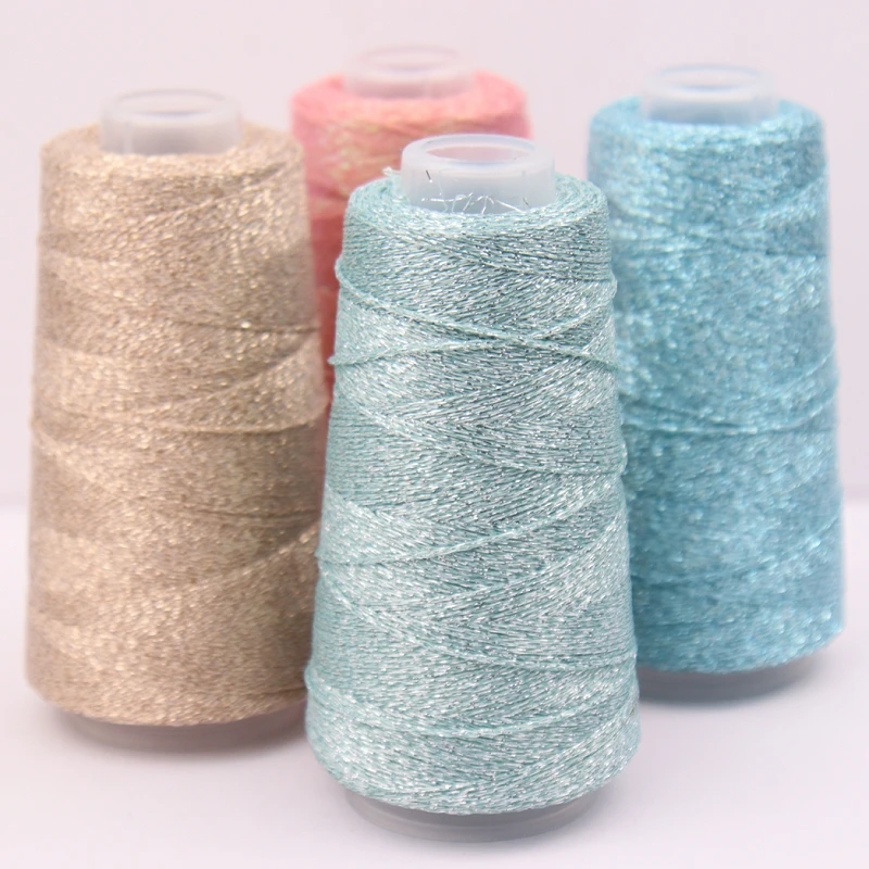 100g 600M Bright silk Lurex Hollow yarn DIY Hand knitted doll, bag Hat Gold Pure Silver Fabric Metallic Knitting yarn 2