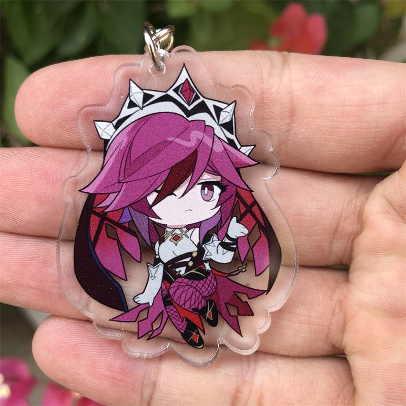 Genshin Impact Zhongli Gorou Barbatos Kaeya Keychain Figure Badge Anime Game Cosplay Accessories action figures toys anime ornament