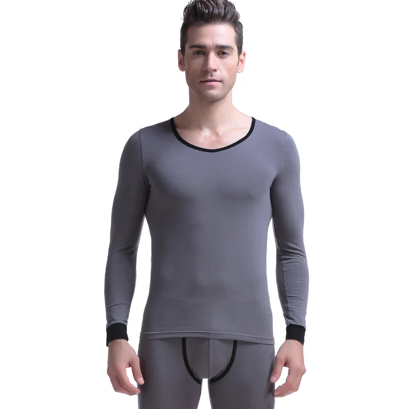 Mens Basic Underwear Long Johns Men Comfortable Cotton Slim Long Sleeve Top Large V-Neck Bottoming Shirt Solid Color Men T-Shirt 5