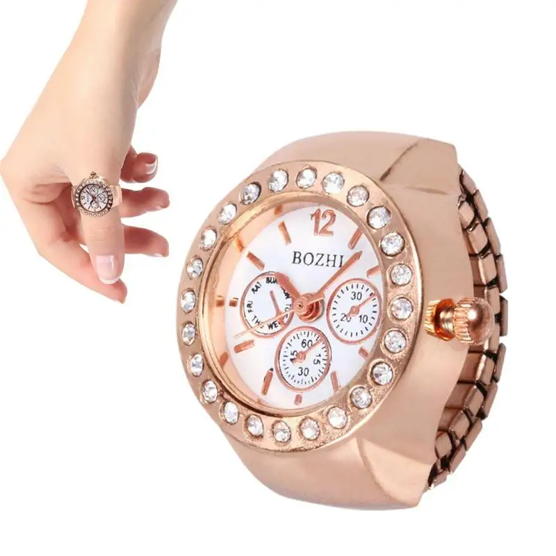 Bague Montre à La Mode Quartz Analogique Anneau Rond Amour Montre Anneau élastique Unique | FR