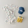 2022 Summer Baby Girls Clothes Set O-neck Tees Heart Print T-shirt + Plaid Shorts 2Pcs Korean Infant Suits Casual Toddler 5