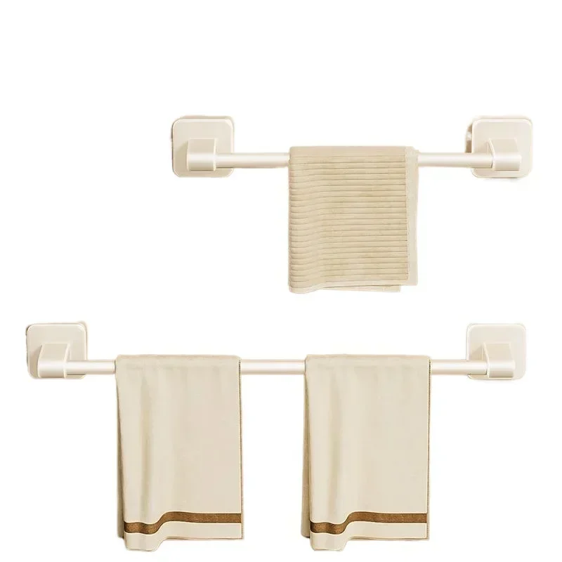 Milk white towel rack, bathroom free punching, bathroom rack, shelf, wall-mounted toilet, toilet towel hanging rod, single rod.