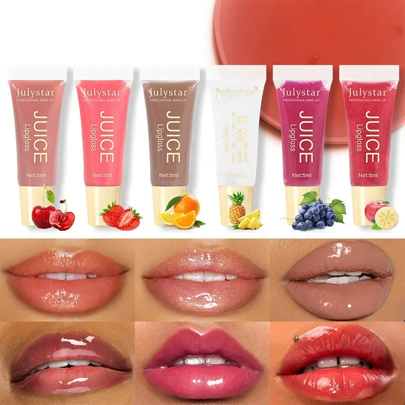 Nude Brown Plumping Lip Gloss Moisturising Fruit Lip Oil Transparent Fullness Lips Tint Soft Tube Makeup Applicator Beauty Care 3