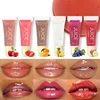 Nude Brown Plumping Lip Gloss Moisturising Fruit Lip Oil Transparent Fullness Lips Tint Soft Tube Makeup Applicator Beauty Care 3