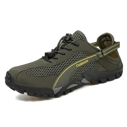 Men's Quick Dry Non-Slip Mesh Aqua Sneakers - Breathable Slip-On Hiking & Climbing Footwear - 45 (TC-9329-ArmyGreen)