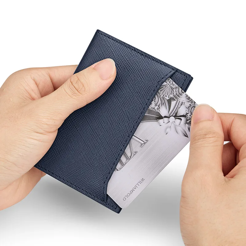 Men Leather Mini Card Bag Fashionable Ultra-thin Card Holder Personalized Small Wallet