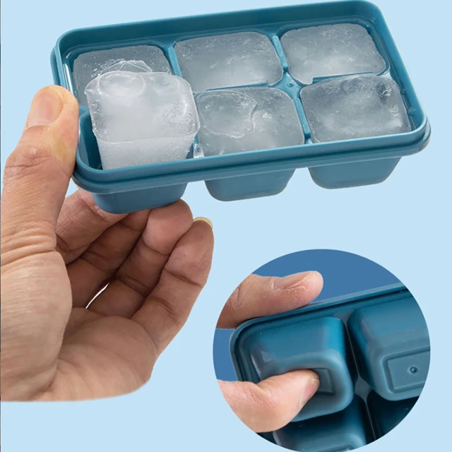 New Ice Cube Release Silicone Cube Trays Spill Resistant Removable Lid  Stackable Soft Bottom Silicone Ice Lattice Mold - AliExpress