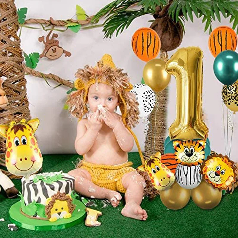 

17PCS Digital Cartoon Forest Animal Balloon Round Latex Aluminum Film Combo Set Birthday Party Decorations Supplies 0123456789