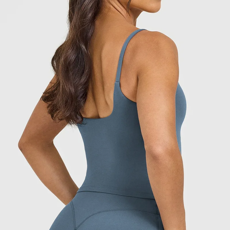Women's Yoga Sports Vest Built-in Bra with Chest Pad, Beautiful Back Suspenders, Running Fitness Tank Top for Gym