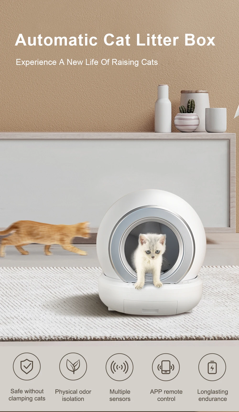 Automatic Self-cleaning Cat Litter Box With App Control For Cats_voghion.com