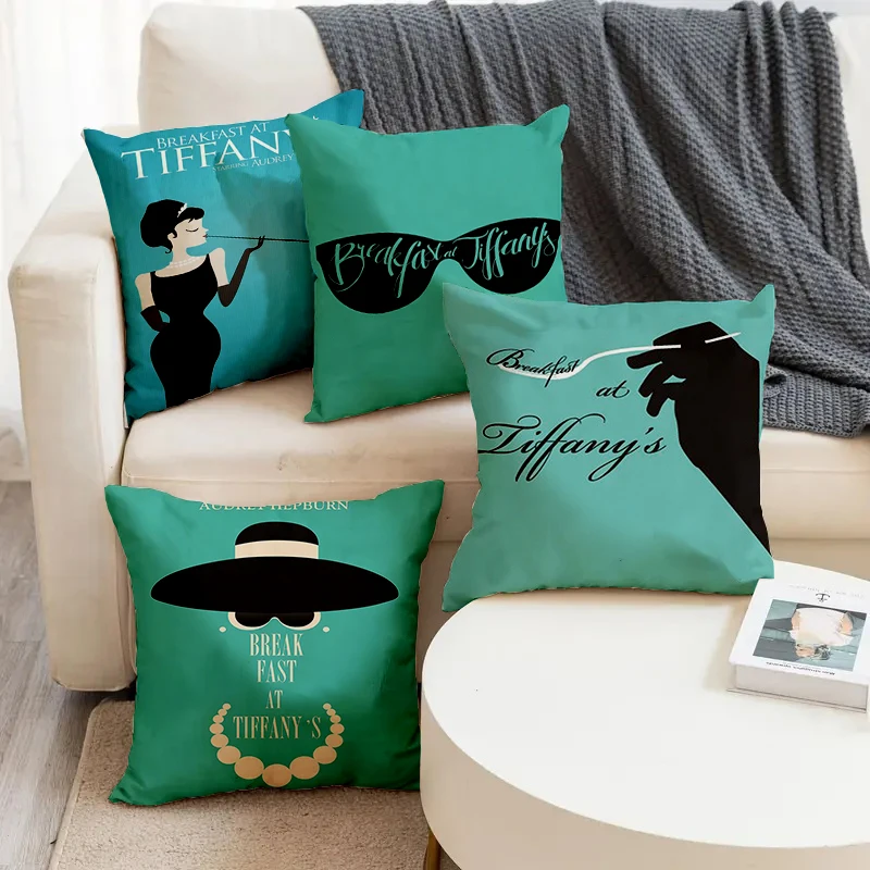 

Green Style Modern Girl Hat Glasses Printed Soft Square Pillowslip Linen Blend Cushion Cover Pillowcase Living Room Home Decor