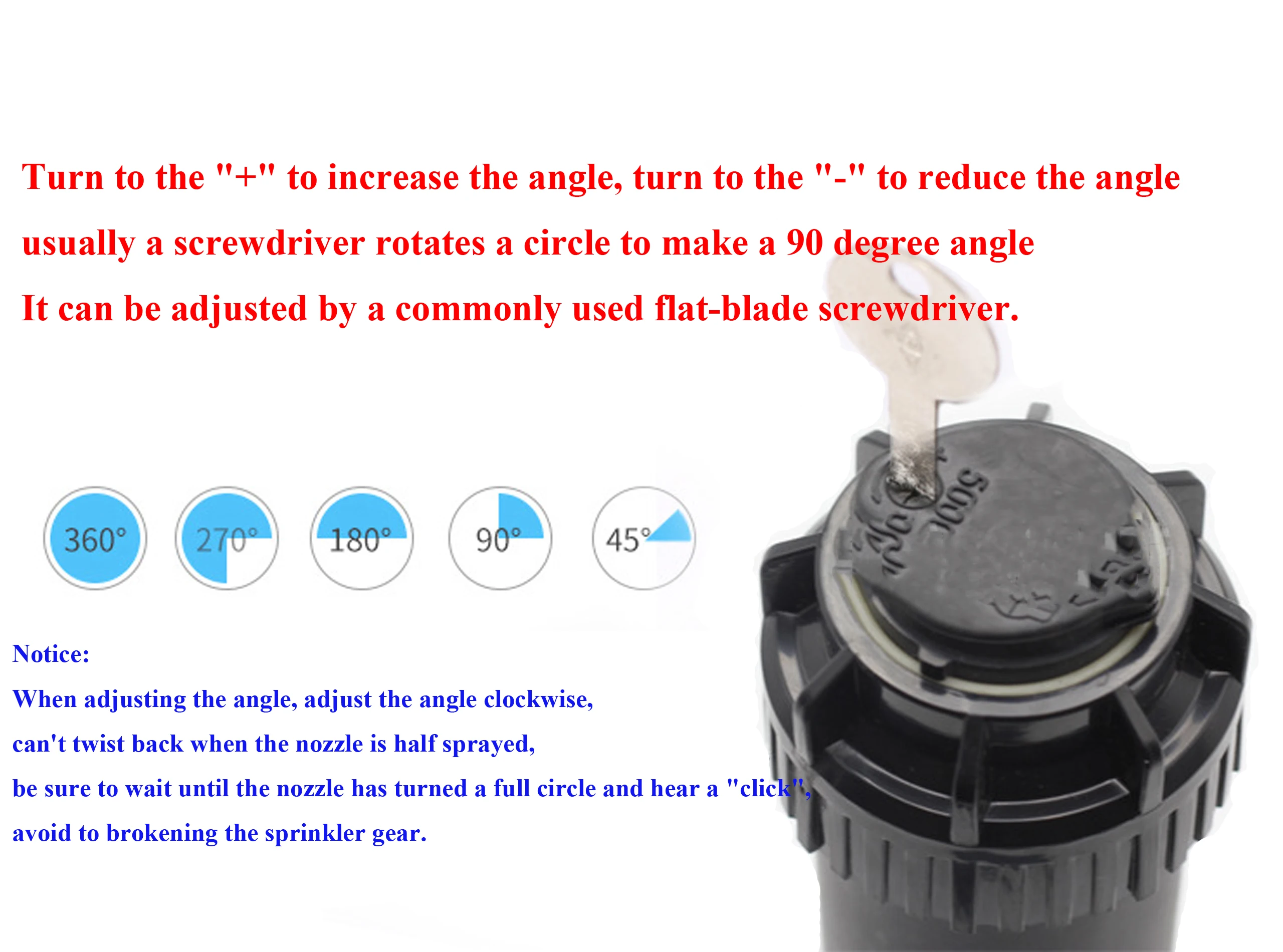 3/4 Inch Female Thread sprinkler 40&deg;~360&deg;Adjustable Garden Lawn Rotor Irrigation Sprinkler with 12Pcs Replacement Nozzle 1Pc