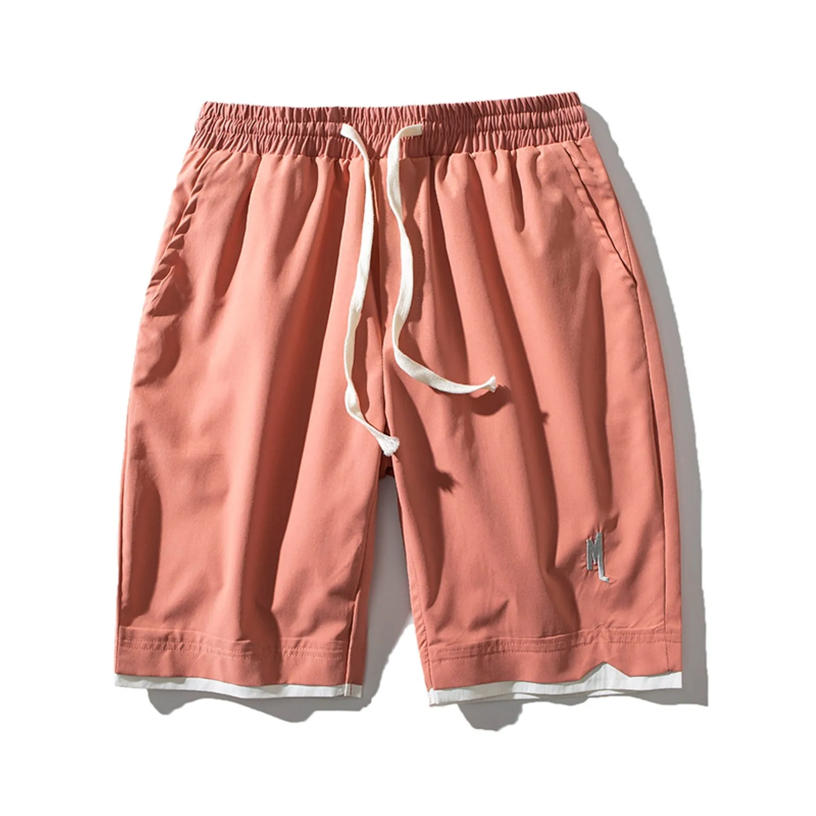 

Summer Men Beach Shorts Pants Breathable Comfortable Solid Color Loose Drawstring Cropped Hawaiian Youth Man Shorts Pants