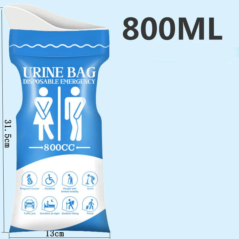 야외 응급 휴대용 오줌 가방 여행 모바일 화장실 캠핑 하이킹 구토 가방 800/900ML에 대한 일회용 소변 가방