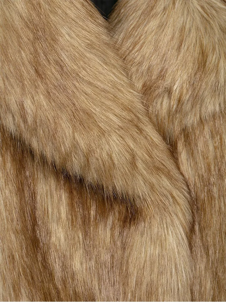 Fluffy Fur Short Coat For Women Winter New High Street Vintage Thick Fur Jacket Coat 2025 Fashion Elegant Ladies Lapel Coat