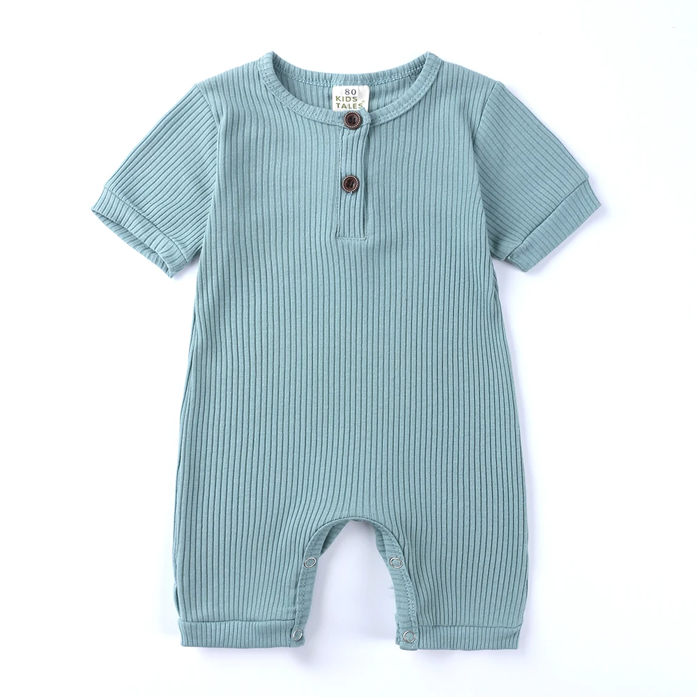 2025 Summer Newborn Baby Rompers Infant Boy Onesie Short Sleeve Soild Cotton Casual Clothes Toddler Girl Jumpsuit Pajamas 0-24M 4