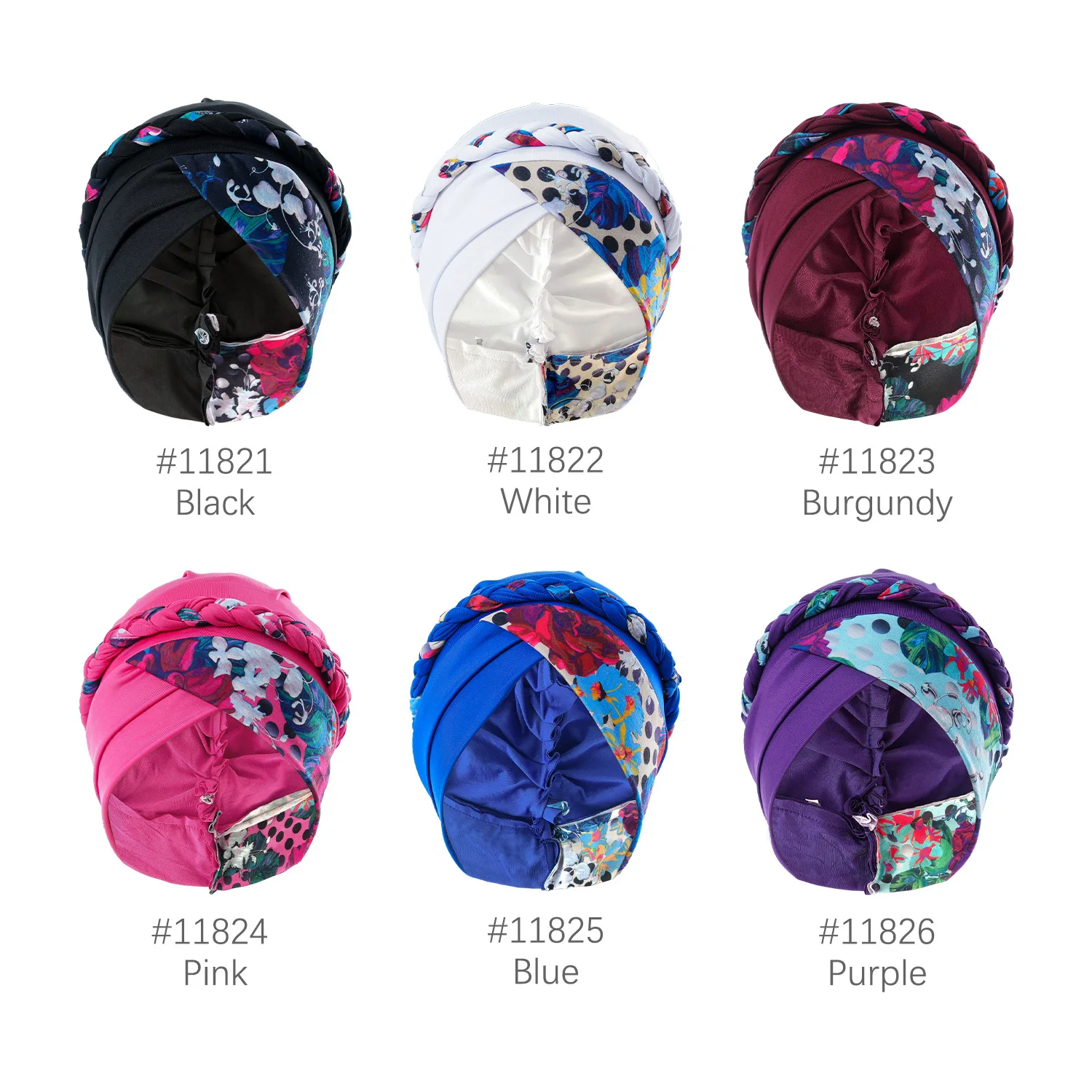 Boho Women Print Muslim Turban Scarf Braid Hijabs Cross Forehead Floral Headwear  Arab Wrap Head Scarf Hair Accessories Hat 2
