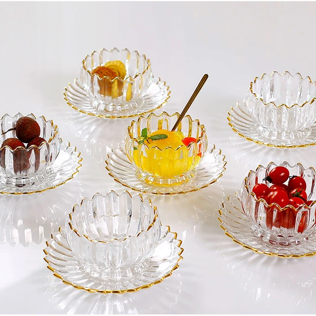 Luxury Glass Bowl Fruit Salad Bowl Ice Cream Bowl Plate European Simple  Large Dessert Bowl Rice Bowl Fruit Plate Hot Selling - AliExpress